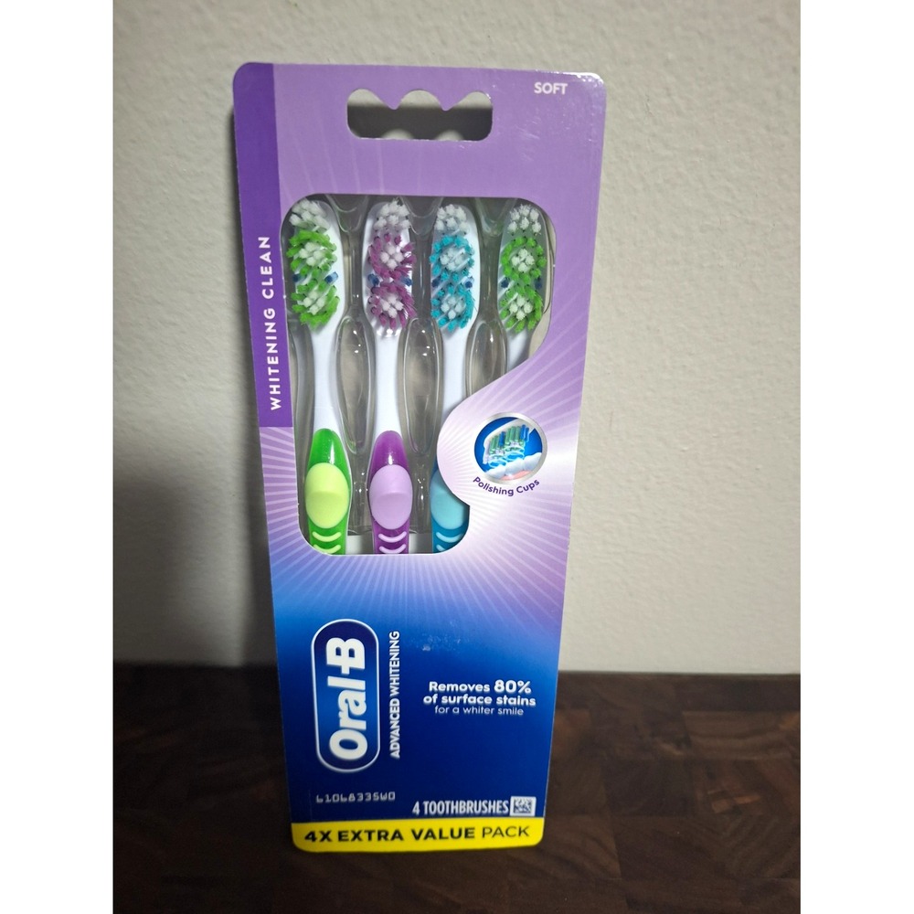 Oral-B Advanced Whitening Toothbrushes Soft Polishing Cups 4 Pack Extra Value Pk